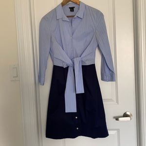 Tahari  long sleeved cotton pinstripe shirt dress